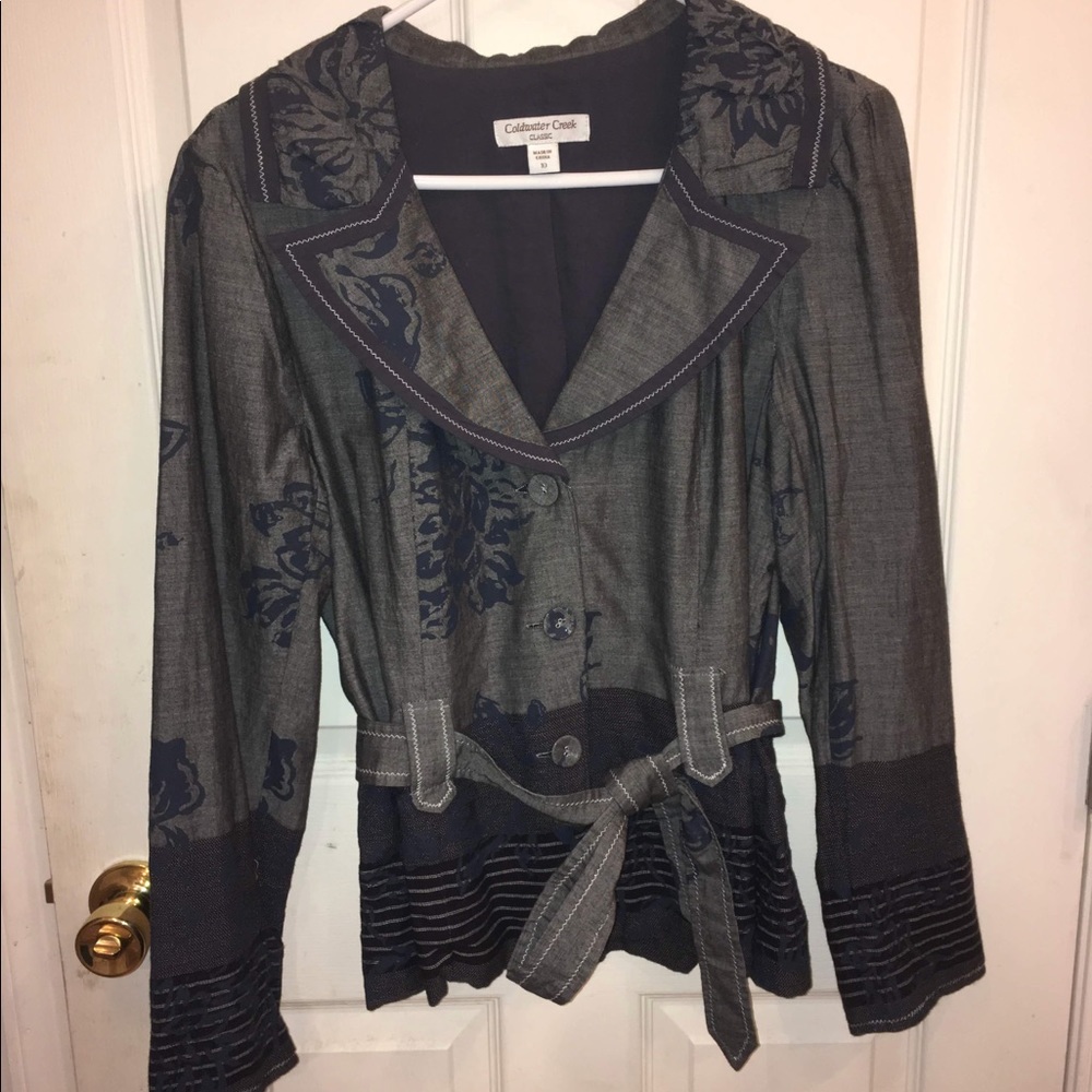 Gray Floral Blazer/Jacket